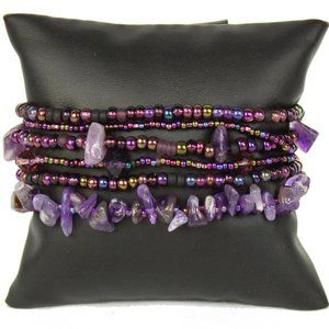 Czech Glass Bead IRIDESCENT PURPLE Bracelet